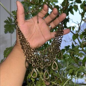 Gold-Tone Multi-Chain Teardrop Pendant Necklace - Women Jewelry